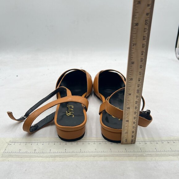 FOWT Brown Square Toe Ankle Strap Buckle Sandals Comfy Block Low Heels Shoes - Picture 5 of 8